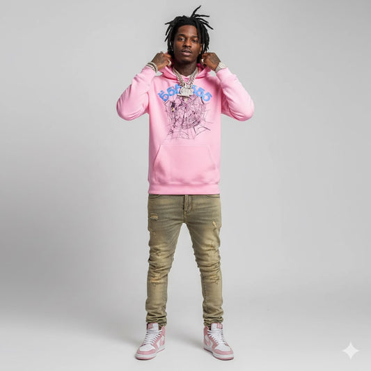 Sp5der 555555 Pink Hoodie