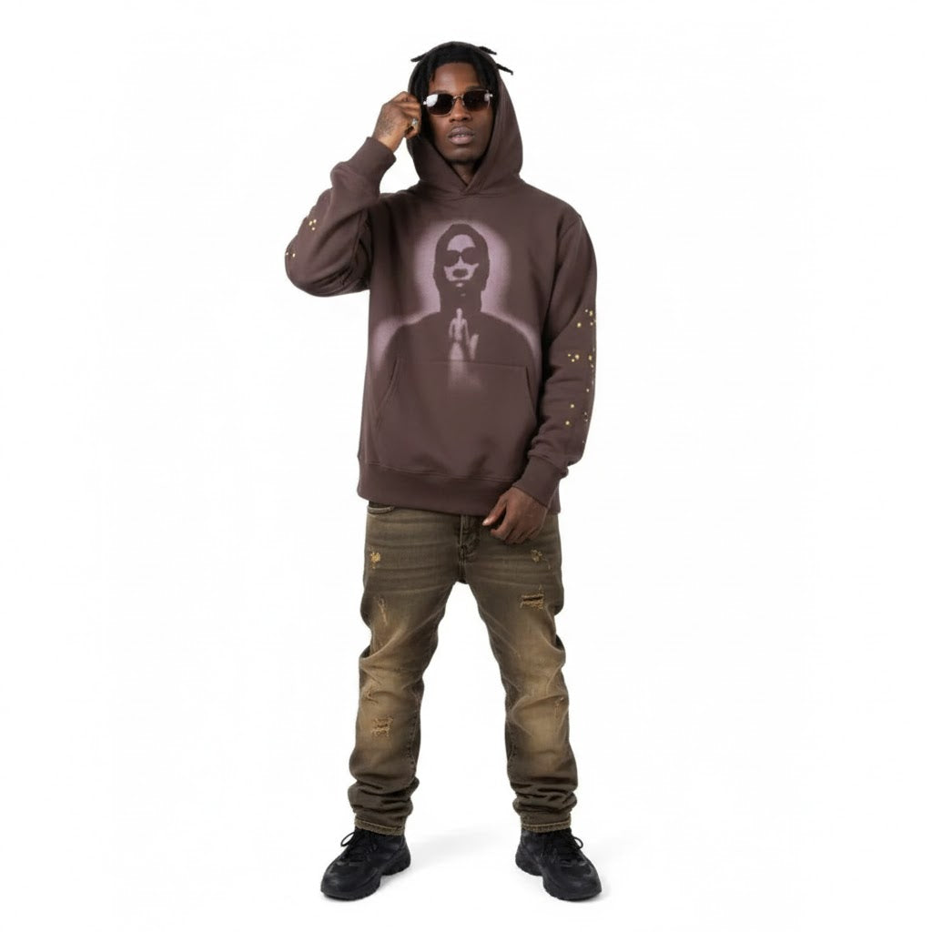 Sp5der Thug Hoodie Angel Brown