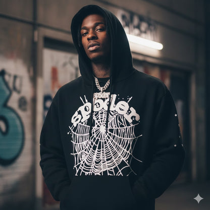 Sp5der OG Web Hoodie Black