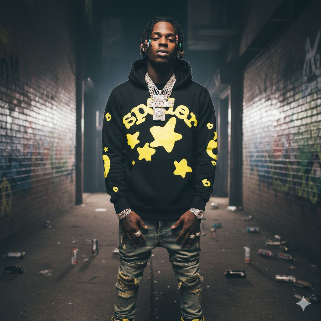 Sp5der Beluga Hoodie Onyx/Yellow